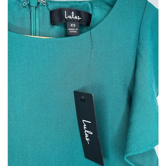 New With Tags Lulus‎ Ruffle Sleeve Dress Size XS Green Fitted - Picture 5 of 9